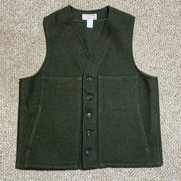 Vintage Filson Men’s Virgin Wool Vest 42 Army Green CC Filson Co Seattle USA - Picture 1 of 10
